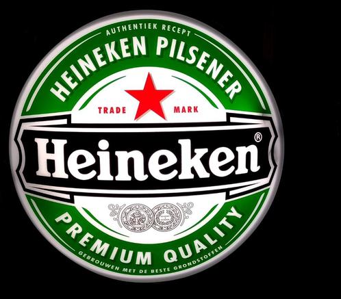 Heineken Bier dubbelzijdige lichtbak ø 81 cm FH5966, Verzamelen, Biermerken, Zo goed als nieuw, Reclamebord, Plaat of Schild, Heineken