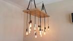 Hanglamp met dimbare LED lampen, Ophalen, Gebruikt, Hout, 50 tot 75 cm