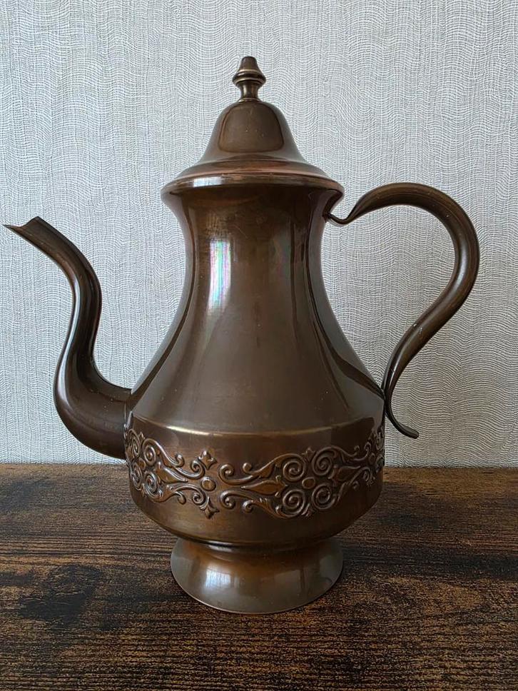 Antiek Metalen Koffiekannetje 23 cm messing, Antiek en Kunst, Antiek | Koper en Brons, Ophalen of Verzenden