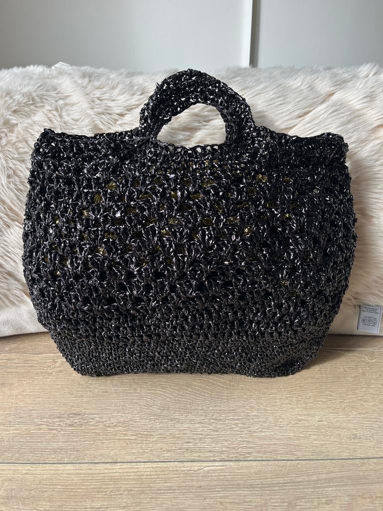 Tas/ shopper zwart metallic draad crochet/ gehaakt nieuw, Ophalen of Verzenden, Nieuw, Zwart, Shopper