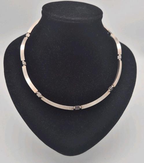 Zilveren ketting hematiet 48cm, Sieraden, Tassen en Uiterlijk, Kettingen, Gebruikt, Zilver, Zilver, Verzenden
