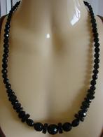 Vintage ketting zwarte git., Ophalen of Verzenden, Nieuw, Zwart, Overige materialen