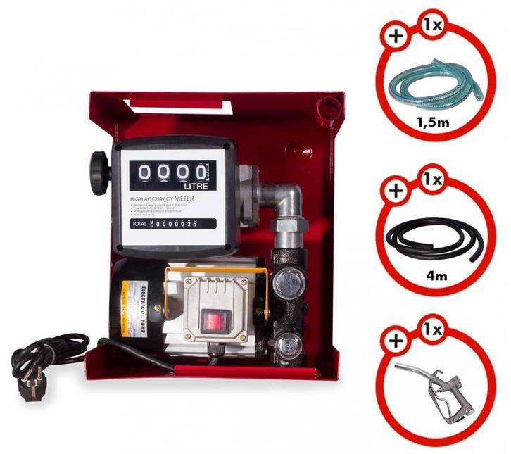Dieselpomp 230V met Telwerk, Slang en Pistool - 60 ltr/min, Auto diversen, Auto-accessoires, Nieuw, Ophalen of Verzenden