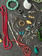 Leuke vintage sieraden ketting ring armband, Ophalen of Verzenden, Gebruikt, Zilver, Overige materialen