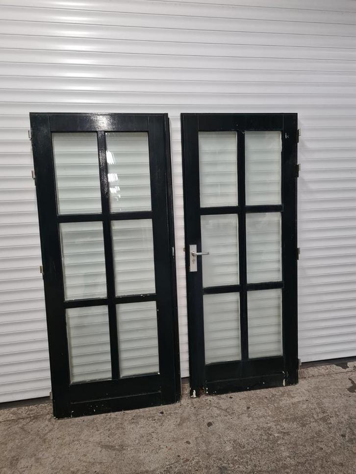 Openslaande deuren hardhout, Doe-het-zelf en Verbouw, Deuren en Horren, Gebruikt, Buitendeur, Minder dan 200 cm, 120 cm of meer