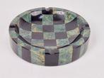 Vintage geruit marmeren bowl groen zwart asbak Italy ‘70, Rond, Ophalen of Verzenden, N, Steen of Aardewerk