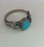 Zilveren navajo ring met turquoise, Sieraden, Tassen en Uiterlijk, Ringen, Gebruikt, Verzenden, Dame, Zilver