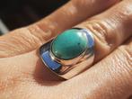 925 zilveren ring turquoise / turkoois maat 17 - Vanoli, Sieraden, Tassen en Uiterlijk, Nieuw, Blauw, Met edelsteen, 17 tot 18