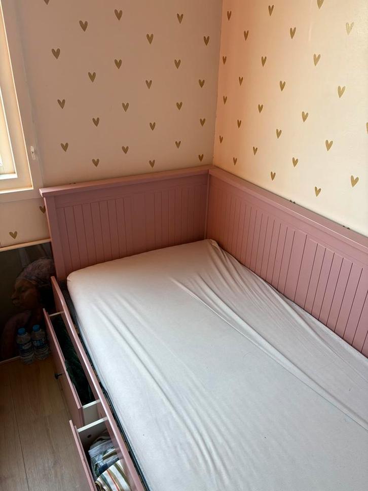 Rose Kinderbed met 3 laden onder het bed, Kinderen en Baby's, Kinderkamer | Bedden, Gebruikt, 180 cm of meer, 70 tot 85 cm, Matras