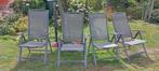 4 tuinstoelen inklapbaar en verstelbaar, Ophalen, Gebruikt, Aluminium, Verstelbaar