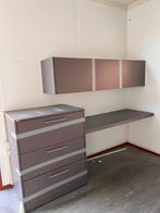 Bureau / kantoor meubels inbouw hpl met lades en bovenkast, Huis en Inrichting, Bureaus, Ophalen, Gebruikt, Bureau