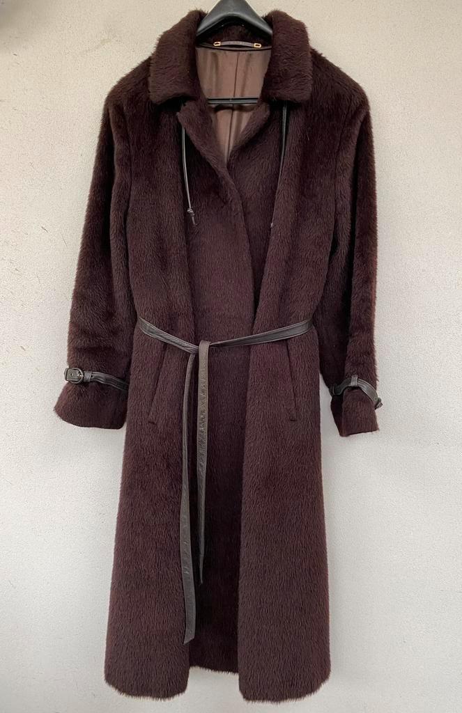 Vintage lamawollen mantel, Kleding | Dames, Jassen | Winter, Gedragen, Maat 42/44 (L), Bruin, Ophalen of Verzenden