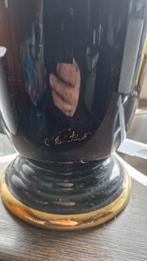 Zwarte porseleinen vaas F. Valenti, goud accenten, Ophalen of Verzenden