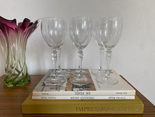 6x vintage wijnglas met bolletje in steel, luminarc france, Verzamelen, Glas en Borrelglaasjes, Gebruikt, Bierglas, Ophalen of Verzenden