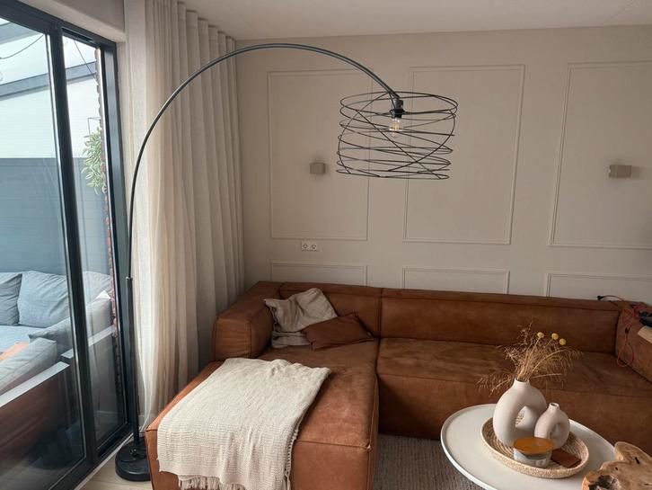 Industriële booglamp met draadstalen kap, Huis en Inrichting, Lampen | Vloerlampen, Zo goed als nieuw, 150 tot 200 cm, Ophalen