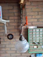 Vintage Hanglamp met Glazen Kap, Gebruikt, 50 tot 75 cm, Vintage/Retro, Ophalen of Verzenden