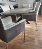 6 eetkamerstoelen, Huis en Inrichting, Stoelen, Ophalen, Gebruikt, Bruin, Modern