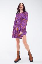 Boho jurkje met panters One size, Maat 38/40 (M), Paars, Nieuw, Ophalen of Verzenden