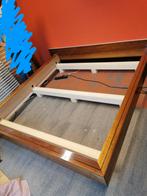 Mahonie hoogglans houten bed zeer degelijk 200 x 180 cm, Ophalen, Tweepersoons, Zo goed als nieuw, 180 cm