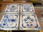 Delfs blauw tegeltjes 4 schilderijen, Antiek en Kunst, Curiosa en Brocante, Ophalen