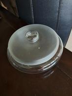 Glazen Koekjesschaal met Deksel. Leerdams glas., Gebruikt, Schaal, Rond, Ophalen of Verzenden
