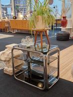 Vintage space age bar cart rookglas chroom 70s, Huis en Inrichting, Ophalen, Gebruikt, ., .