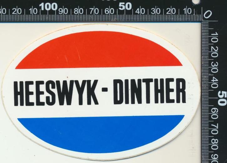 Sticker: Heeswyk Dinther, Verzamelen, Stickers, Zo goed als nieuw, Bedrijf of Vereniging, Ophalen of Verzenden