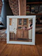 Vierkante spiegel met witte lijst, Ophalen, Vierkant, Zo goed als nieuw, Minder dan 100 cm