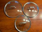 Le creuset 3 glazen deksels 24 cm 26 cm 30 cm, Ophalen of Verzenden, Zo goed als nieuw, Glas, Koekenpan of Braadpan