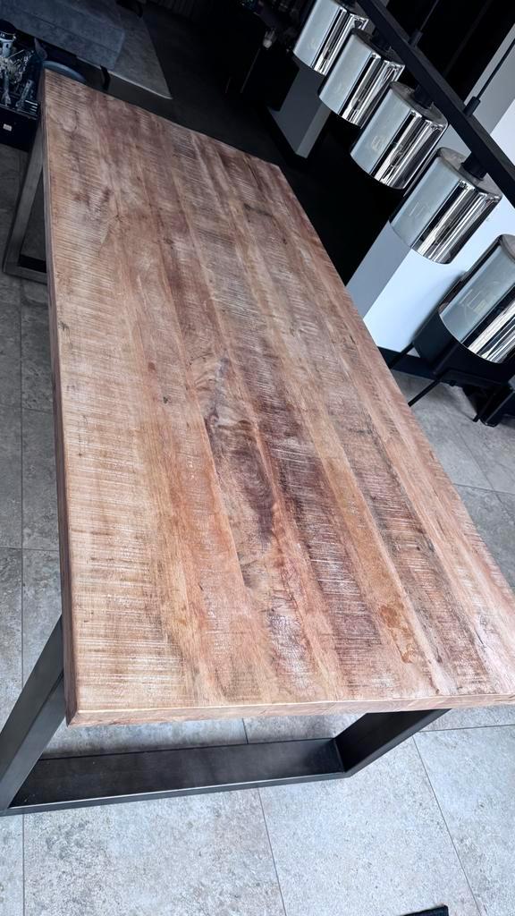 Mangohouten Tafel 100x240cm - Stalen U Poten, Huis en Inrichting, Tafels | Eettafels, Nieuw, 50 tot 100 cm, 200 cm of meer, Vijf personen of meer