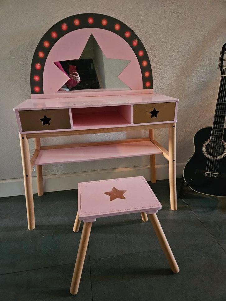 Meisjes Kaptafel met spiegel, Kinderen en Baby's, Kinderkamer | Commodes en Kasten, Gebruikt, Commode, Minder dan 90 cm, Minder dan 75 cm