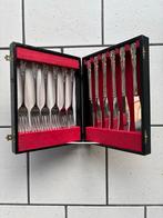 Verzilverde gebaksset, Sheffield, 12-delig in Case, Antiek en Kunst, Antiek | Bestek, Ophalen of Verzenden