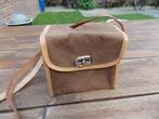 Vintage canvas camera tas 13,5 x 11,5 diep 9 cm, Overige merken, Schoudertas, Gebruikt, Ophalen of Verzenden