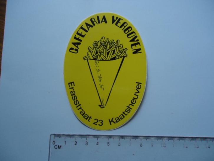 sticker oud Kaatsheuvel VERBOVEN cafetaria patat frituur, Verzamelen, Stickers, Zo goed als nieuw, Verzenden