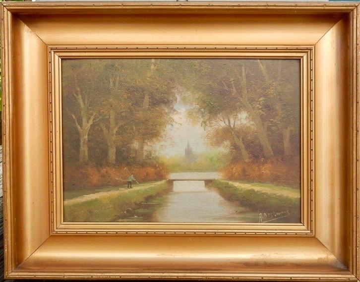 Schilderij landschap begin 20e eeuw gesigneerd A. Beekmans, Antiek en Kunst, Kunst | Schilderijen | Klassiek, Ophalen of Verzenden