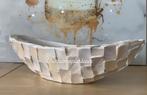 OVAAL SCHELPENVAAS MOTHER OF PEARL OFFWHITE CREME HALVE PRYS, Overige kleuren, Aardewerk of Porselein, Nieuw, Ophalen of Verzenden