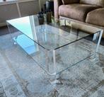 Glazen salontafel, Huis en Inrichting, Tafels | Salontafels, Ophalen, Gebruikt, 100 tot 150 cm, 50 tot 100 cm
