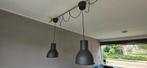 Verstelbare hanglamp met 2 lampen, Ophalen, 50 tot 75 cm, Zo goed als nieuw, Metaal