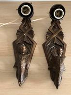 2 antieke koperen wandlampen, Antiek en Kunst, Ophalen of Verzenden