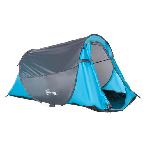 Pop-up Tent - 2 Persoons - Blauw/Grijs, Caravans en Kamperen, Tenten, tot en met 2, Nieuw, Ophalen of Verzenden