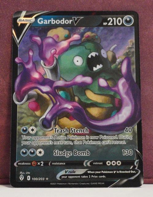 Garbodor V 100-203 Evolving Skies Pokémon Kaart, Hobby en Vrije tijd, Verzamelkaartspellen | Pokémon, Nieuw, Losse kaart, Verzenden