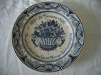 wandbord antiek delft delftsblauw holland huwelijk aardewerk, Ophalen of Verzenden