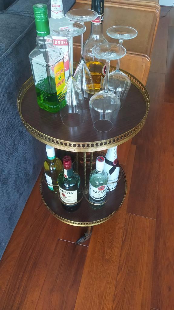 Vintage Serveertafel / Barwagen op Wielen, Huis en Inrichting, Barren, Gebruikt, Ophalen of Verzenden