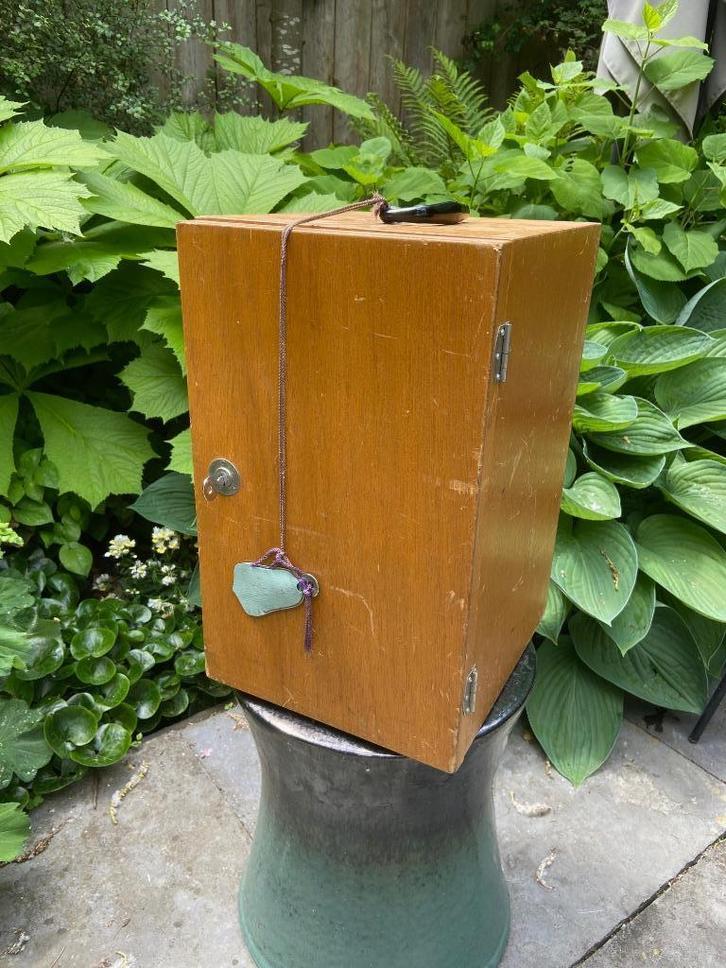 Vintage houten Japanse draagbare microscoop kast 1974, Audio, Tv en Foto, Optische apparatuur | Microscopen, Gebruikt, Onderdelen of Toebehoren