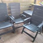 3 z.g.a.n. verstelbare tuinstoelen, Tuin en Terras, Tuinstoelen, Ophalen, Zo goed als nieuw, Kunststof