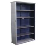 Gispen Octa Roldeurkast Blauw Lichtgrijs 195 x 120 x 50 B-Ke, Met slot, 25 tot 50 cm, 100 tot 150 cm, 150 tot 200 cm