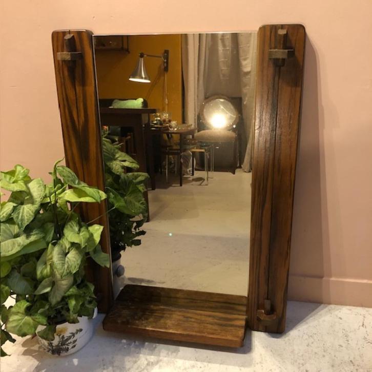 Brutalist vintage wandspiegel, Huis en Inrichting, Woonaccessoires | Spiegels, Gebruikt, 50 tot 75 cm, 100 tot 150 cm, Rechthoekig