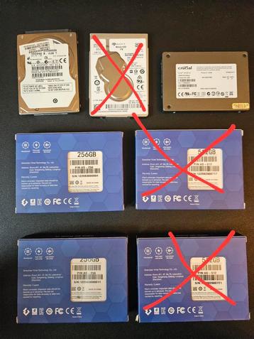 Diverse laptop hardeschijven SSD/ HDD 128GB/ 256GB/ 500GB beschikbaar voor biedingen