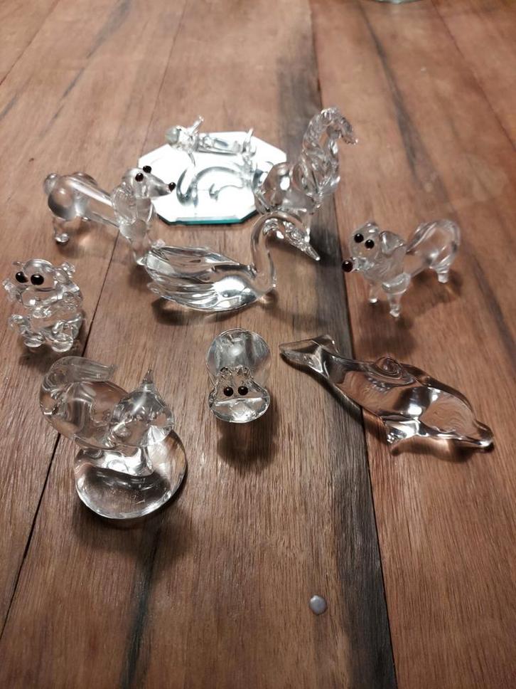 Kristallen Figuren Collectie + Spiegel, Antiek en Kunst, Antiek | Glas en Kristal, Ophalen