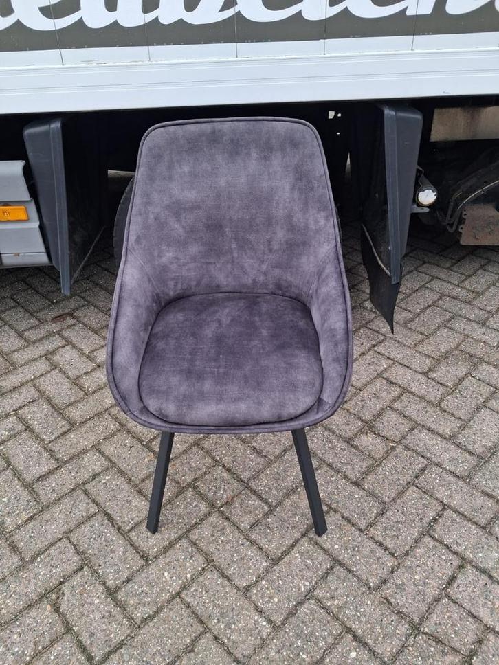 Luxe Draaibare Eetkamerstoel Velvet Antraciet - OP=OP!, Huis en Inrichting, Stoelen, Nieuw, Vijf, Zes of meer stoelen, Stof, Grijs